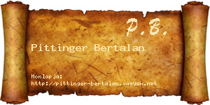 Pittinger Bertalan névjegykártya